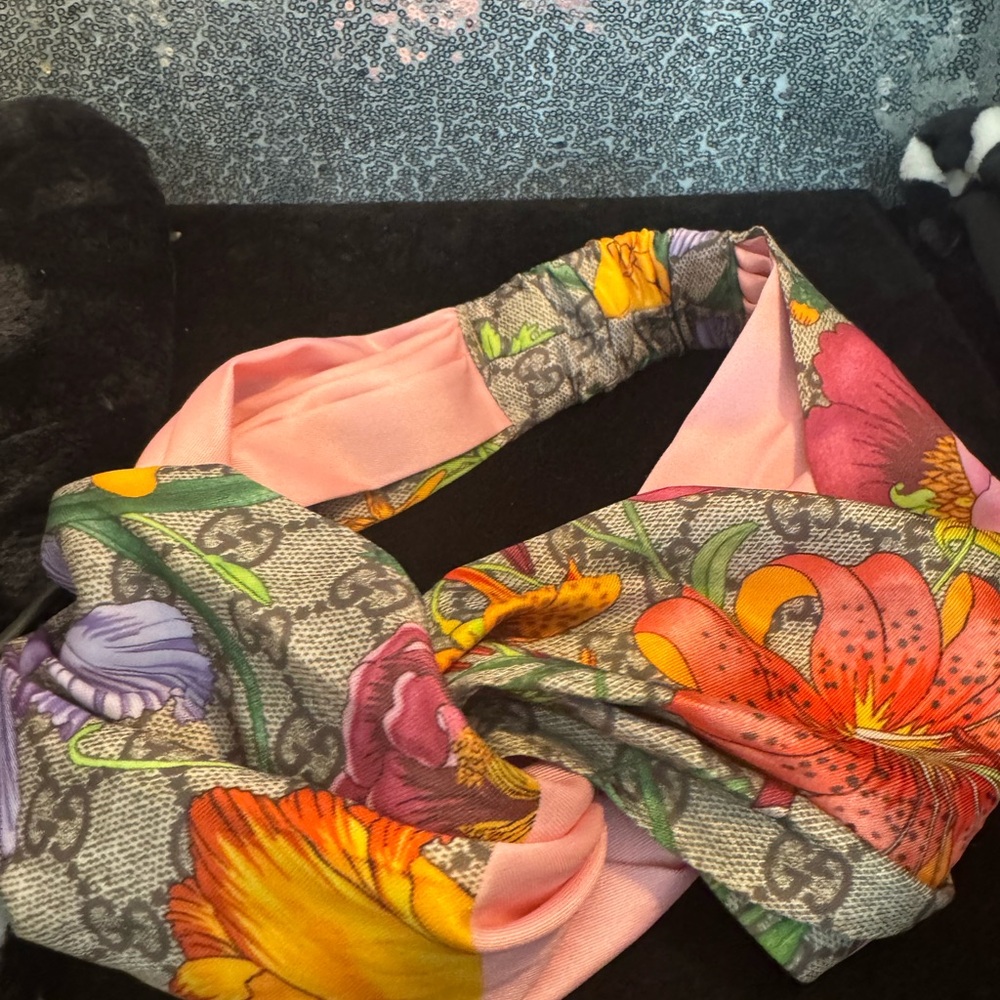 Gucci Pink and Orange Floral Hairband - Picture 6 of 8
